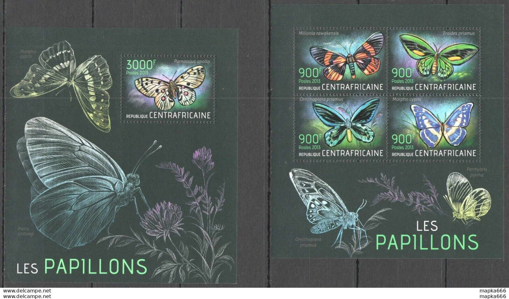 Ca603 2013 Central Africa Flora & Fauna Butterflies Les Papillons Kb+Bl Mnh - Vlinders