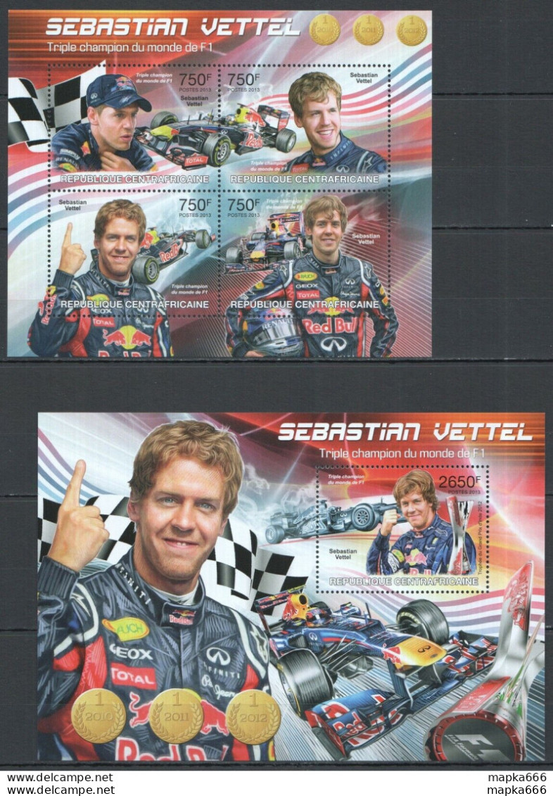 Ca693 2013 Central Africa Sport Formula F1 Champion Sebastian Vettel Kb+Bl Mnh - Cars