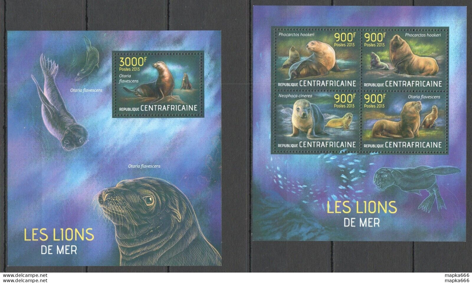 Ca704 2013 Central Africa Fauna Marine Life Sea Lions Les Lions De Mer Kb+Bl Mnh - Marine Life