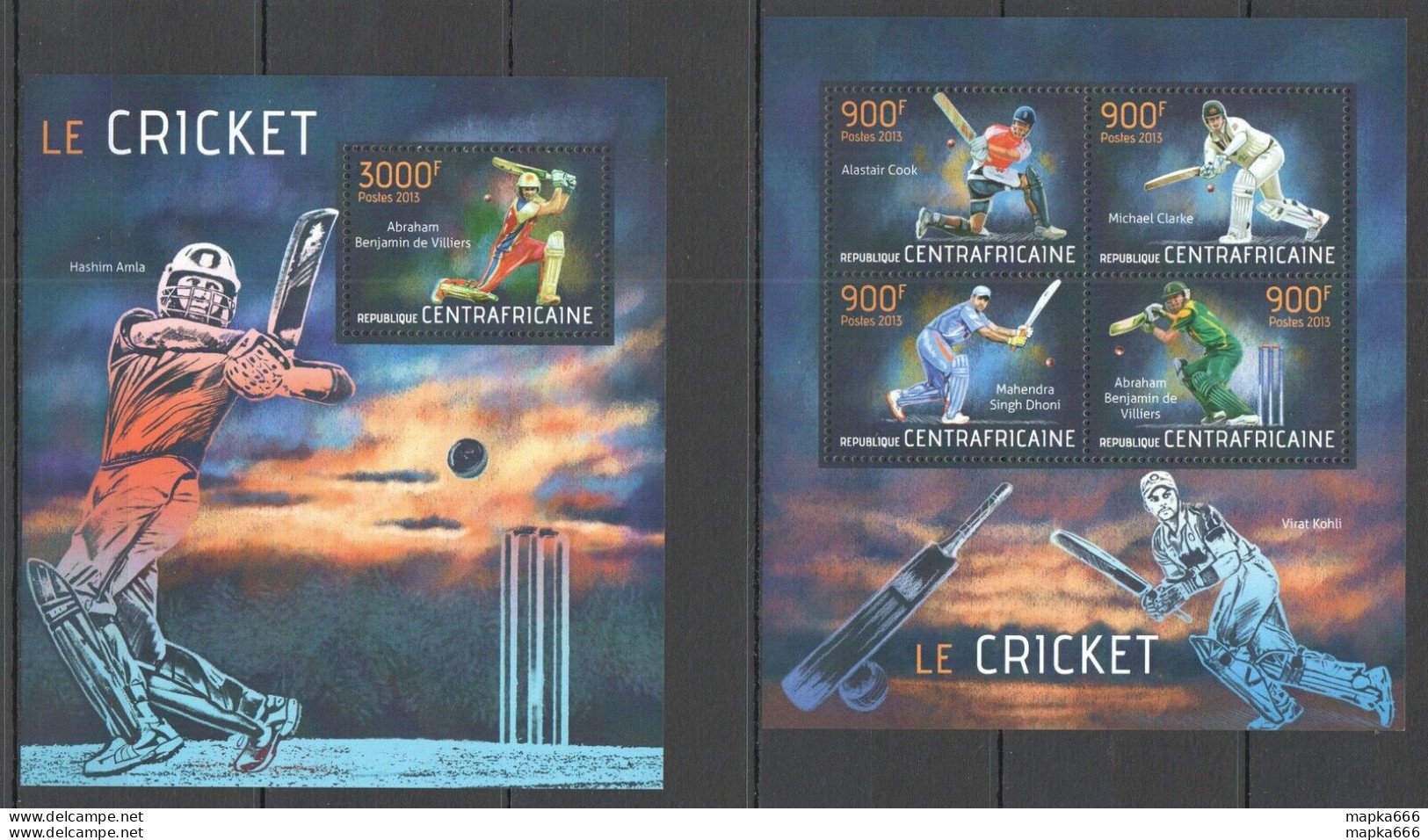 Ca707 2013 Central Africa Sport Le Cricket Stars Kb+Bl Mnh - Other & Unclassified