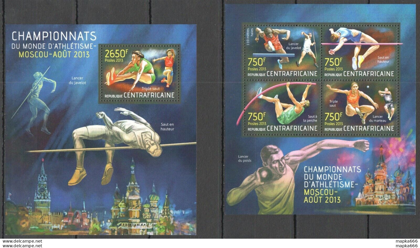 Ca708 2013 Central Africa World Championship Athletics Moscow 2013 Kb+Bl Mnh - Other & Unclassified