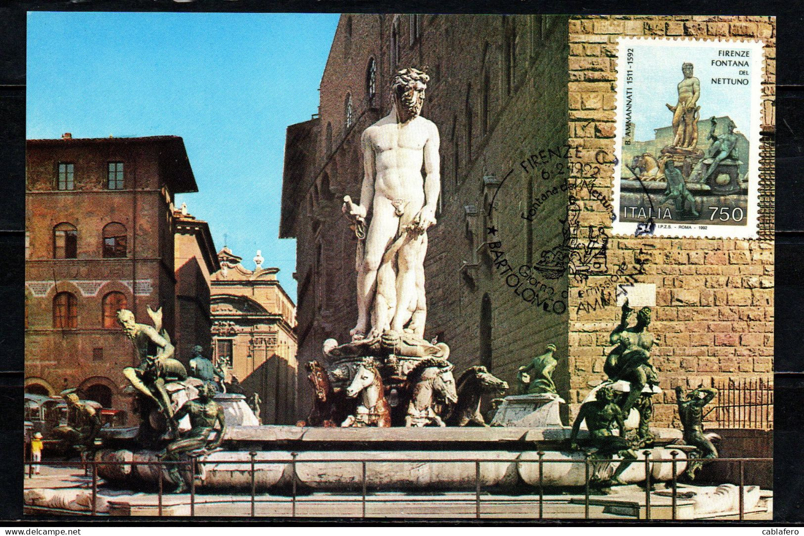 ITALIA - 1992 - LA FONTANA DEL NETTUNO A FIRENZE DI BARTOLOMEO AMMANNATI - Cartoline Maximum
