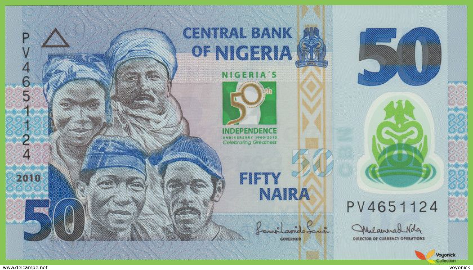 Voyo NIGERIA 50 Naira 2010 P37 B237a PV UNC Polymer Commemorative - Nigeria