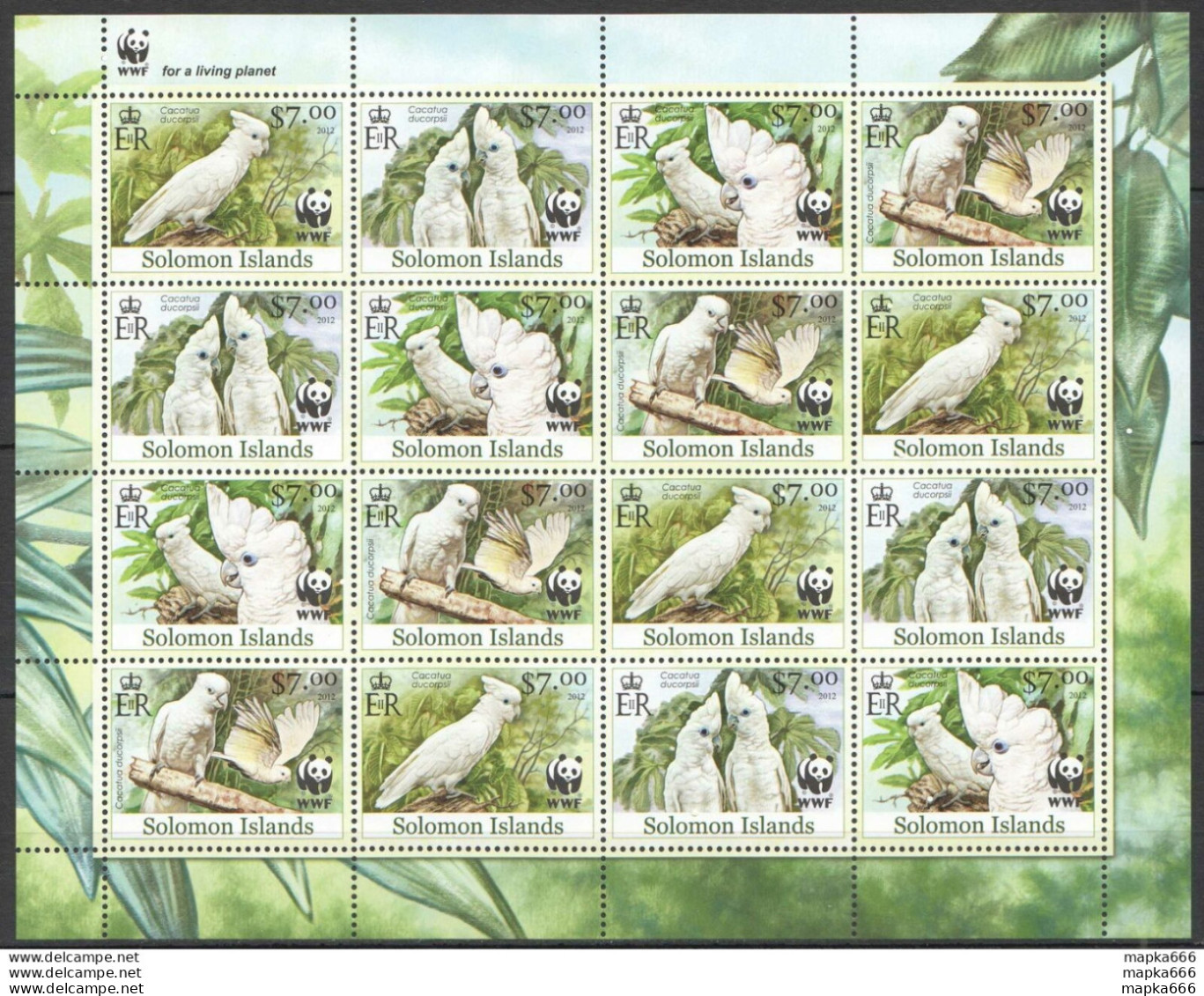 Ls109 2012 Solomon Islands Birds Wwf White Cockatoo #1676-1679 1Sh Mnh - Ungebraucht