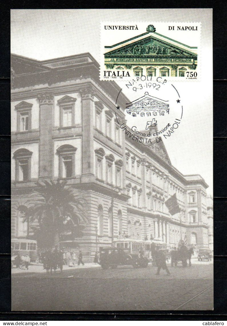 ITALIA - 1992 - LE SCUOLE D'ITALIA: UNIVERSITA' DI NAPOLI - Cartoline Maximum