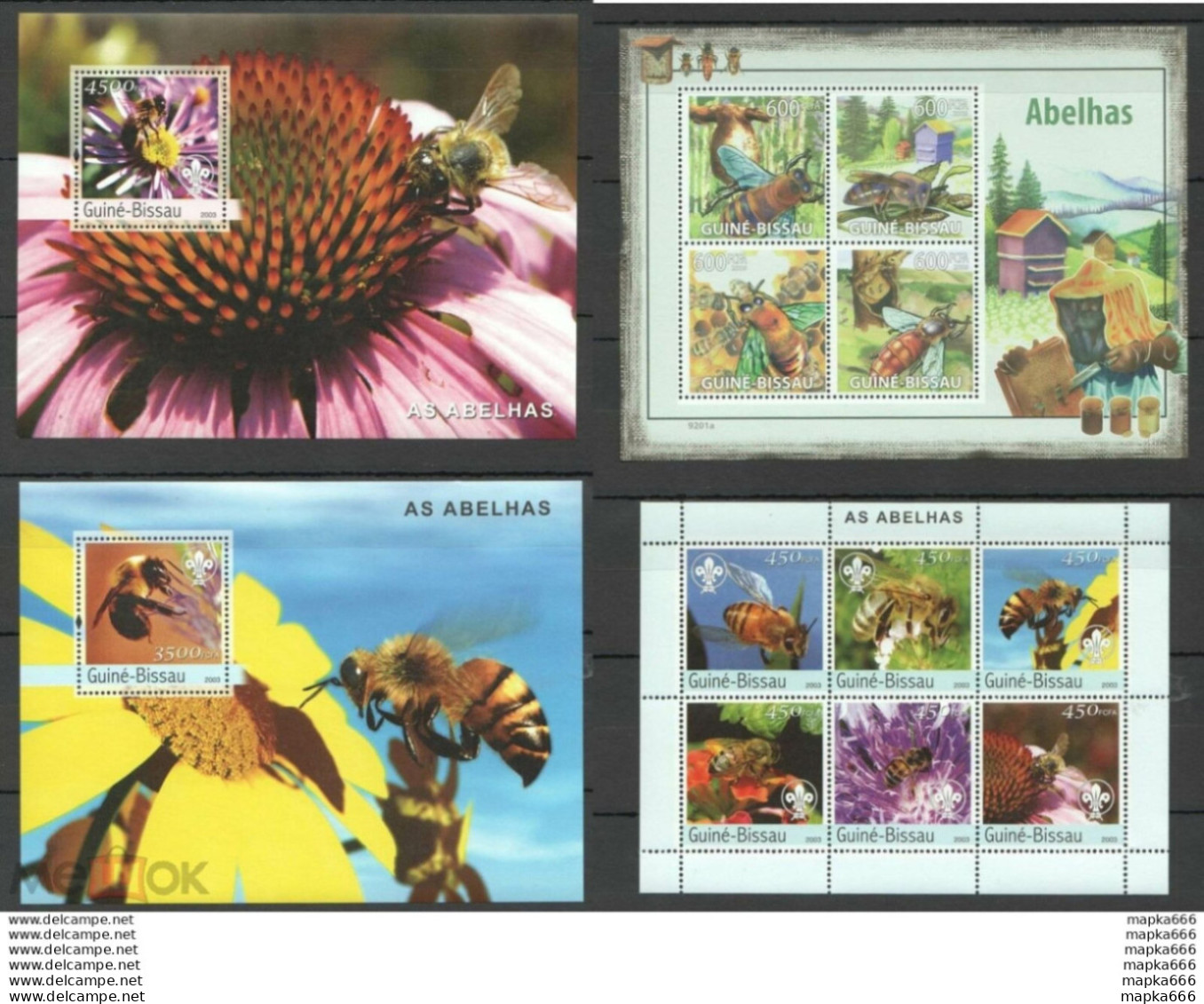 Ns303 Guinea-Bissau Fauna Insects Honey Bees !!! 2Bl+2Kb Mnh - Honingbijen