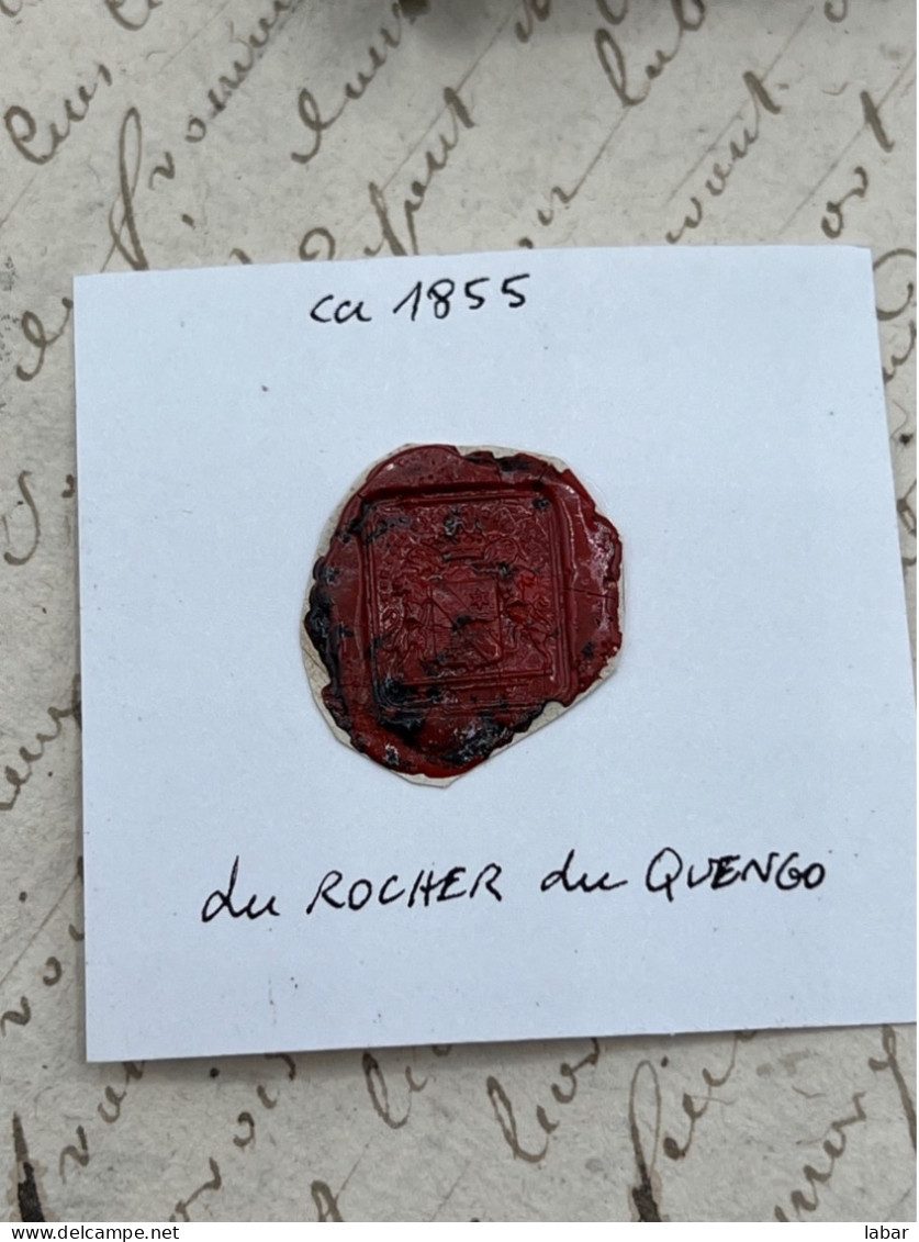 CACHET CIRE ANCIEN - Sigillographie - SCEAUX - WAX SEAL - Ca 1855 DuROCHER Du QUENGO - Seals