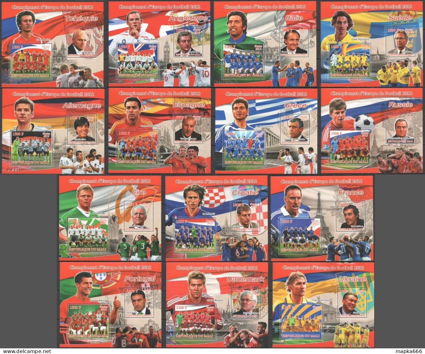 Oz0172 2012 Sport Football Euro Cup 2012 Teams & Stars 14Bl Mnh - Other & Unclassified