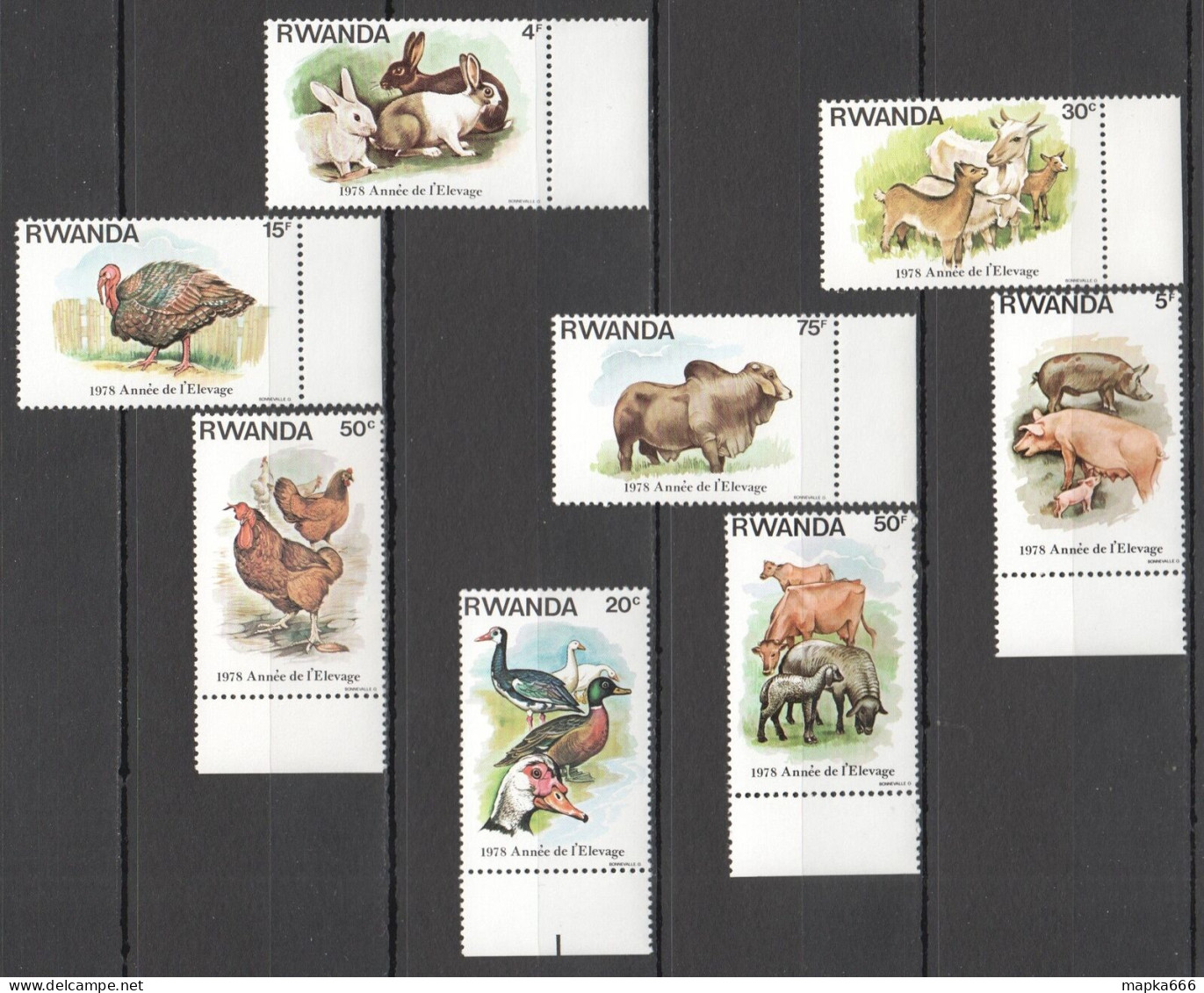 Oz0222 1978 Rwanda Fauna Farm Animals Birds 1Set Mnh - Chevaux