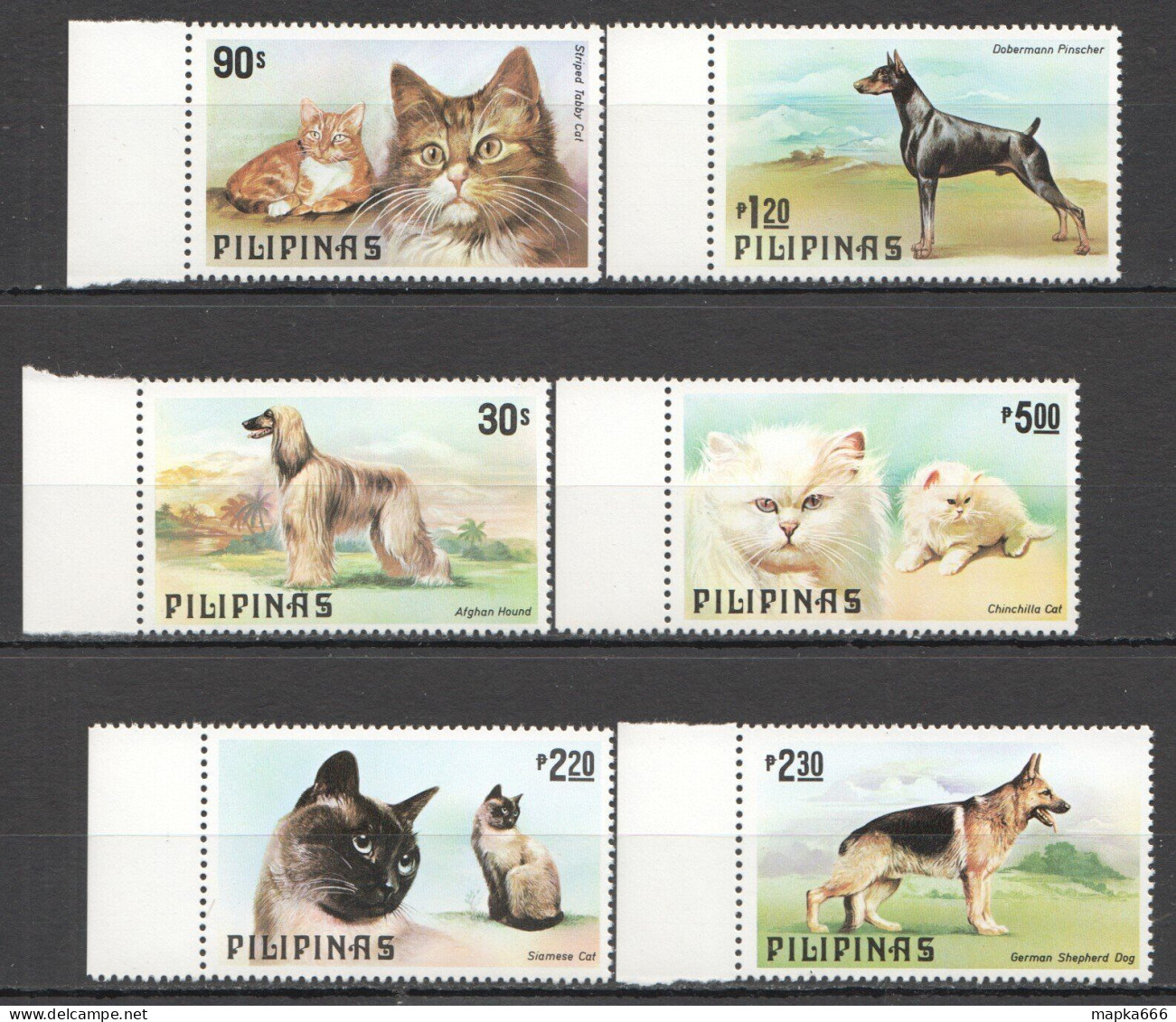 Oz0358 1979 Philippines Cats & Dogs Animals Fauna 1Set Mnh - Hauskatzen