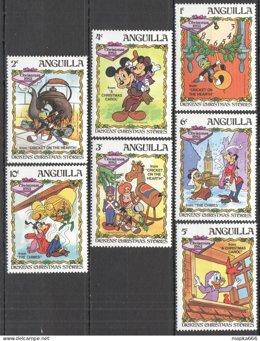 Oz0368 Anguilla Walt Disney Mickey Mouse & Friends Christmas 1983 Set Mnh - Disney