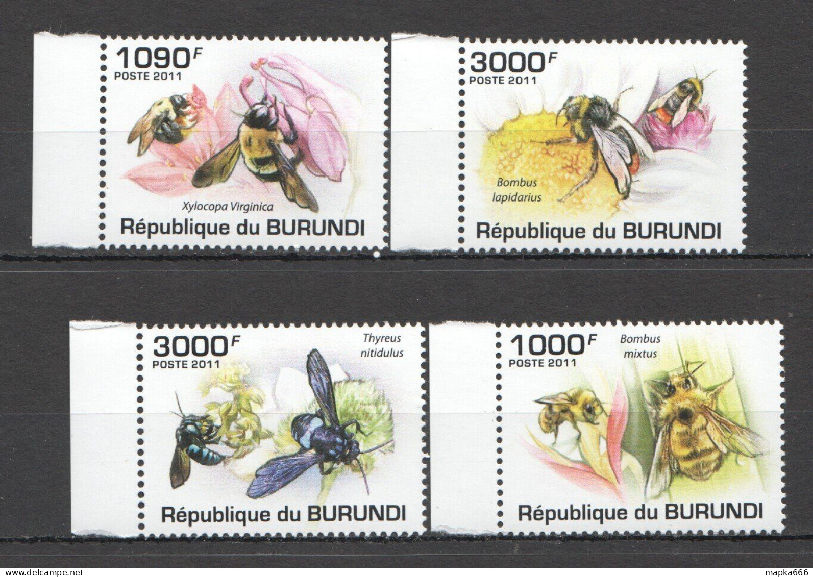 Oz0383 2011 Burundi Fauna Honey Bees Insects Set Mnh - Honeybees