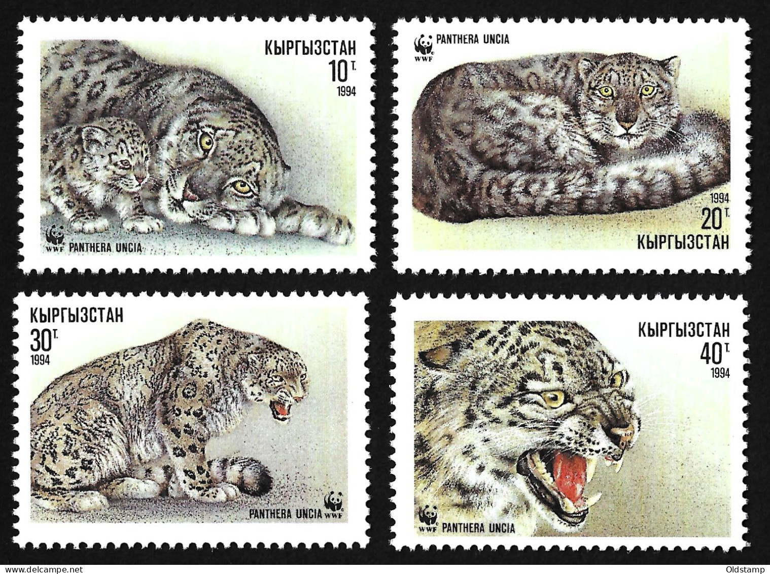 ANIMALS Kyrgyzstan 1994 WILD ANIMAL Panthera Uncia Big Cats Predator Animals Fauna MNH Sc 29 - 32 WWF Full Set - Felinos