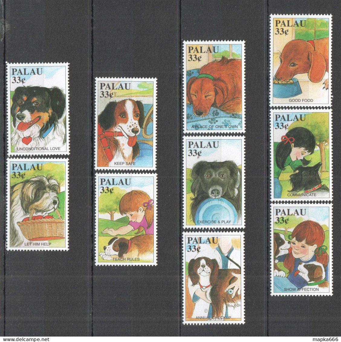 Pk Palau Fauna Pets Domestic Animals Dogs Set Mnh - Hunde