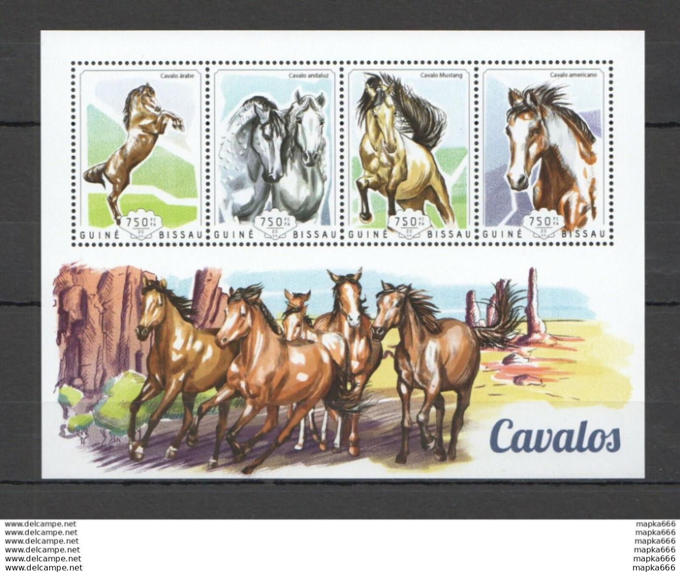 St1094 2014 Guinea-Bissau Horses Fauna Animals Cavalos 1Kb Mnh Stamps - Paarden
