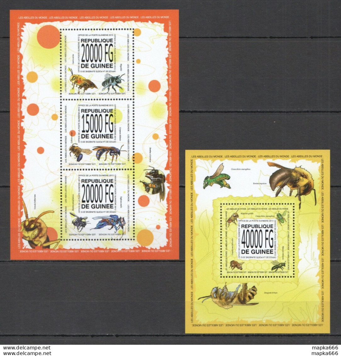 St1383 2013 Guinea Insects Fauna Honey Bees Kb+Bl Mnh Stamps - Honeybees