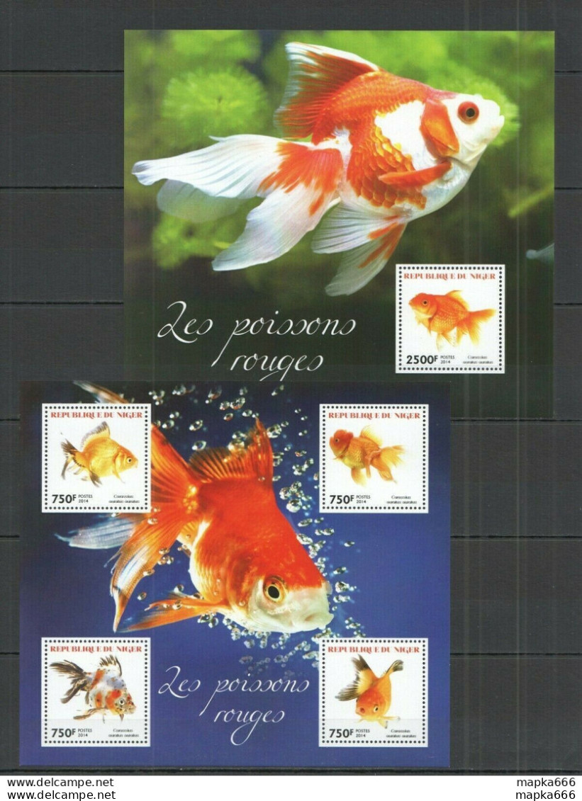 St2732 2014 Niger Fauna Gold Fish & Marine Life Les Poissons Rouges Kb+Bl Mnh - Meereswelt