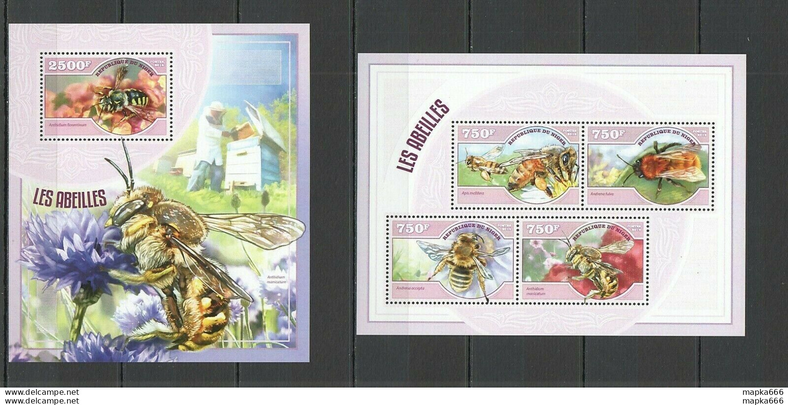 St2757 2014 Niger Flora & Fauna Insects Honey Bees Les Abeilles Kb+Bl Mnh - Honeybees