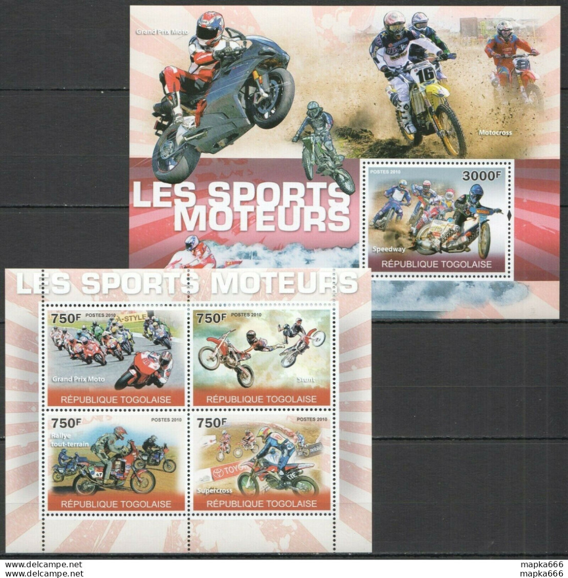 Tg1247 2010 Togo Sport Motosport Motorcycles Motocross Moto Gp Bl+Kb Mnh - Motorbikes