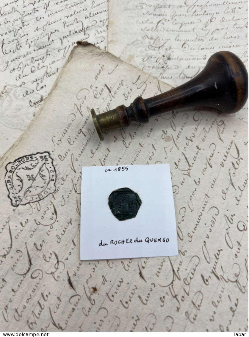 CACHET CIRE ANCIEN - Sigillographie - SCEAUX - WAX SEAL - Ca 1855 Du ROCHER Du QUENGO - Sellos