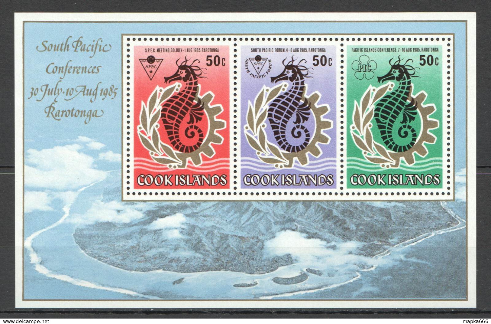 Wb212 1985 Cook Islands Marine Life Sea Horses Conference 1Kb Mnh - Marine Life