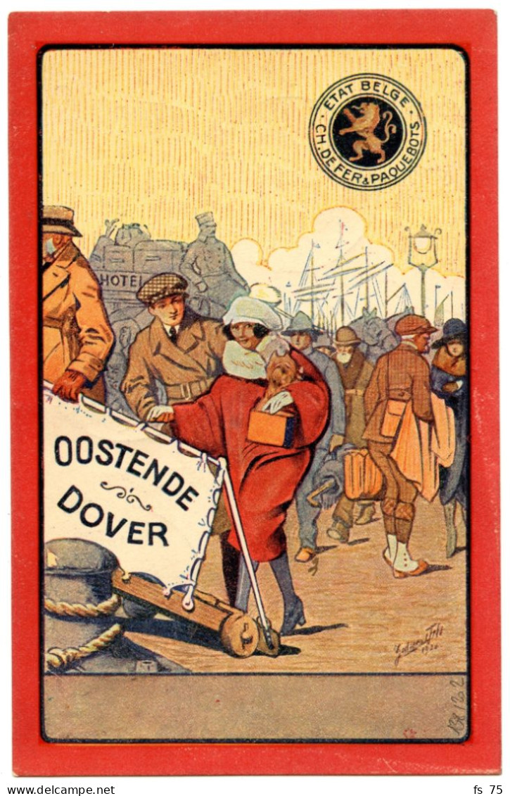 COB 138+202 SUR ENTIER CP 15C VIOLET ALBERT 1ER OSTENDE-DOVER RECOMMANDE BRUXELLE EXPOSITION PHIL. INTERNATIONALE - 1915-1920 Albert I.