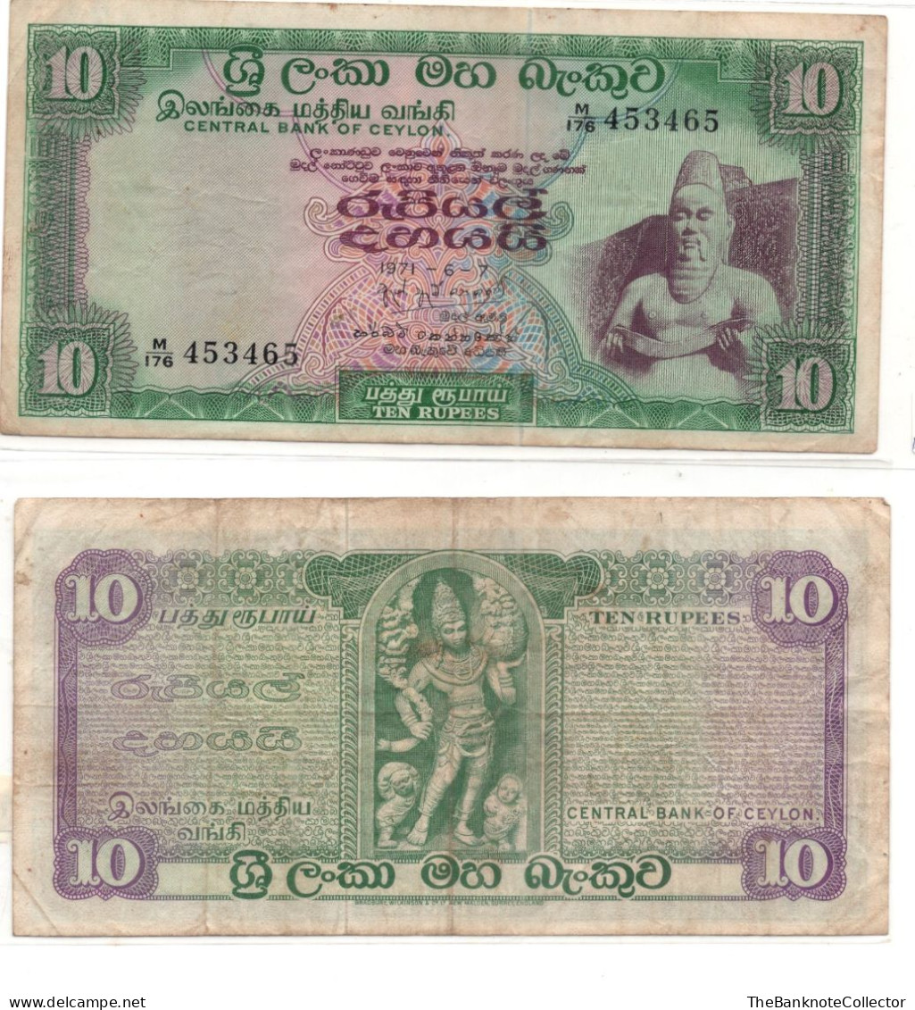 Ceylon (Sri Lanka) 10 Rupees 1971-1977 P-74 VF - Sri Lanka