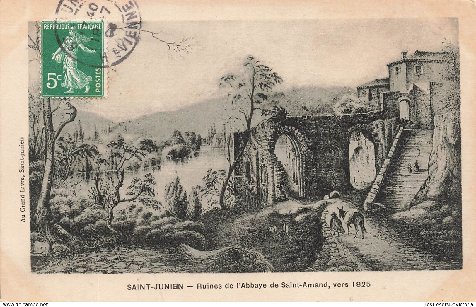FRANCE - Saint Junien - Vue Sur Les Ruines De L'Abbaye De Saint Amand - Vers 1825- Carte Postale Ancienne - Saint Junien