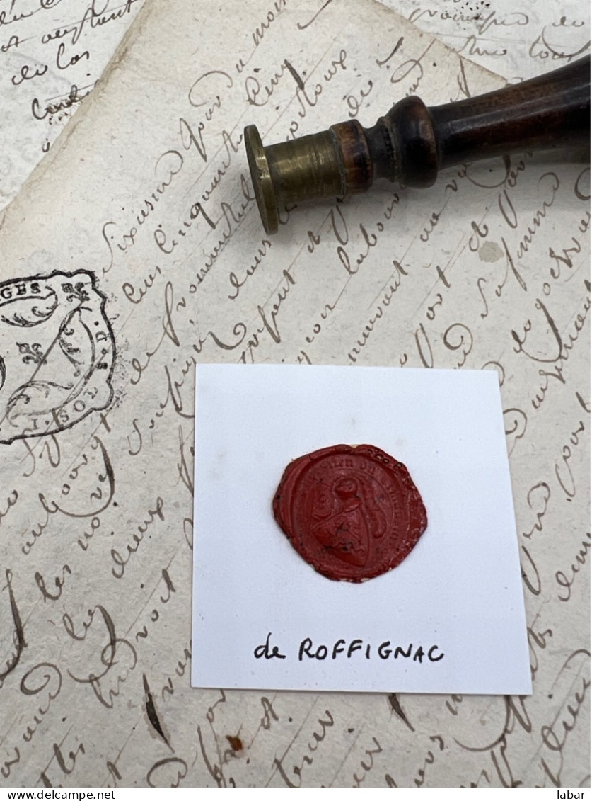 CACHET CIRE ANCIEN - Sigillographie - SCEAUX - WAX SEAL - De ROFFIGNAC N 2 - Stempel & Siegel