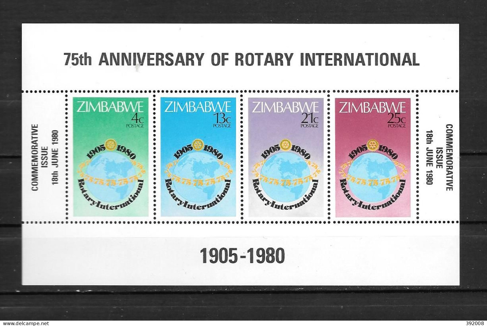 ZIMBABWE - BF 1 **MNH - 75 Ans Rotary - Rotary, Club Leones