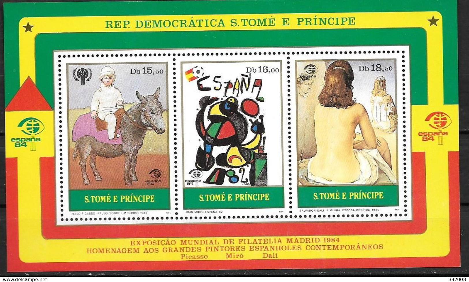 SAO TOME - BF 41 **MNH - 1984 Exposition Philatélique De Madrid - Otros & Sin Clasificación