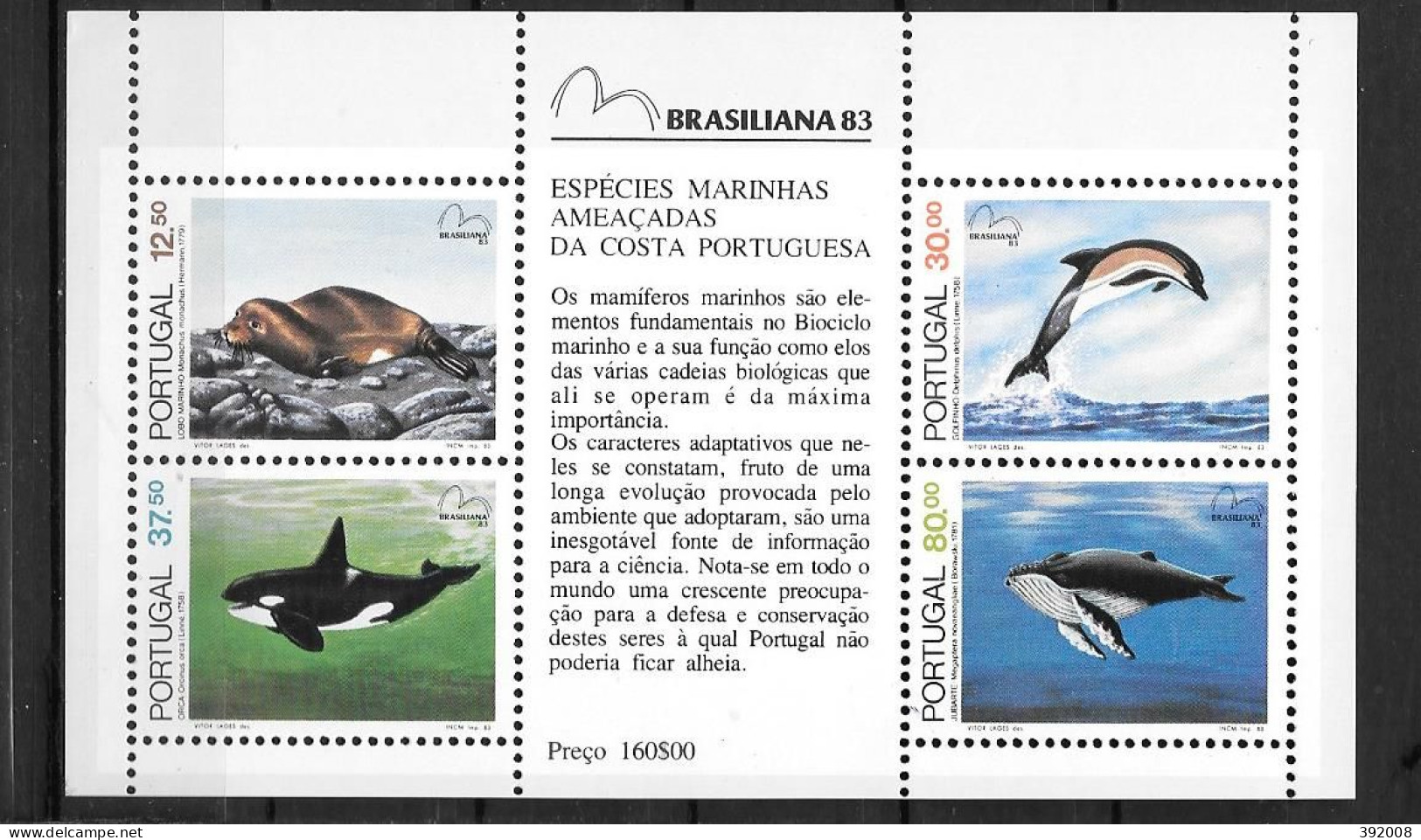 PORTUGAL - 1983 - BF 42 **MNH - Balene
