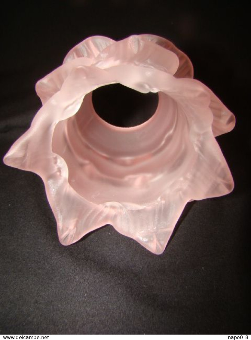 3 Tulipes En Forme De Rose En Verre Dépoli Satiné De Couleur Rose Pour Griffe De 57 Mm - Luminaires & Lustres