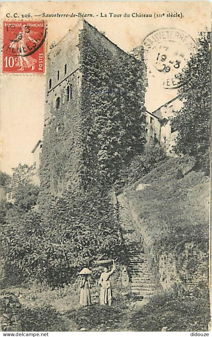 64 - Sauveterre De Béarn - La Tour Du Château - Animée - CPA - Oblitération Ronde De 09 - Voir Scans Recto-Verso - Sauveterre De Bearn