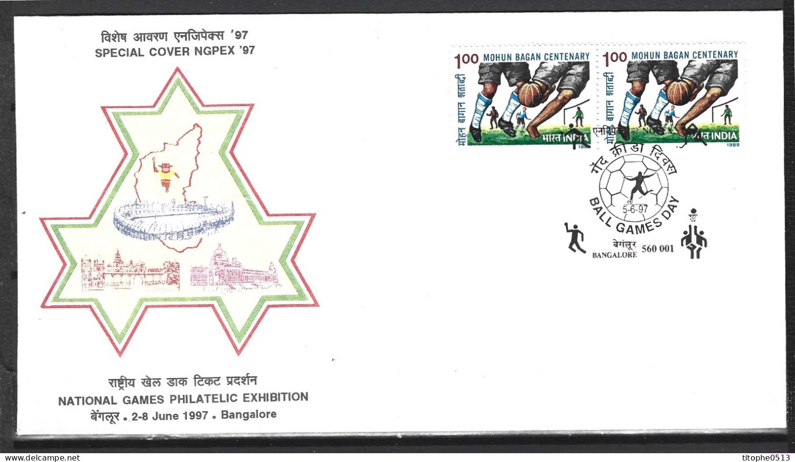 INDE. Enveloppe Commémorative De 1997. National Games Philatelic Exhibition/Football. - Lettres & Documents