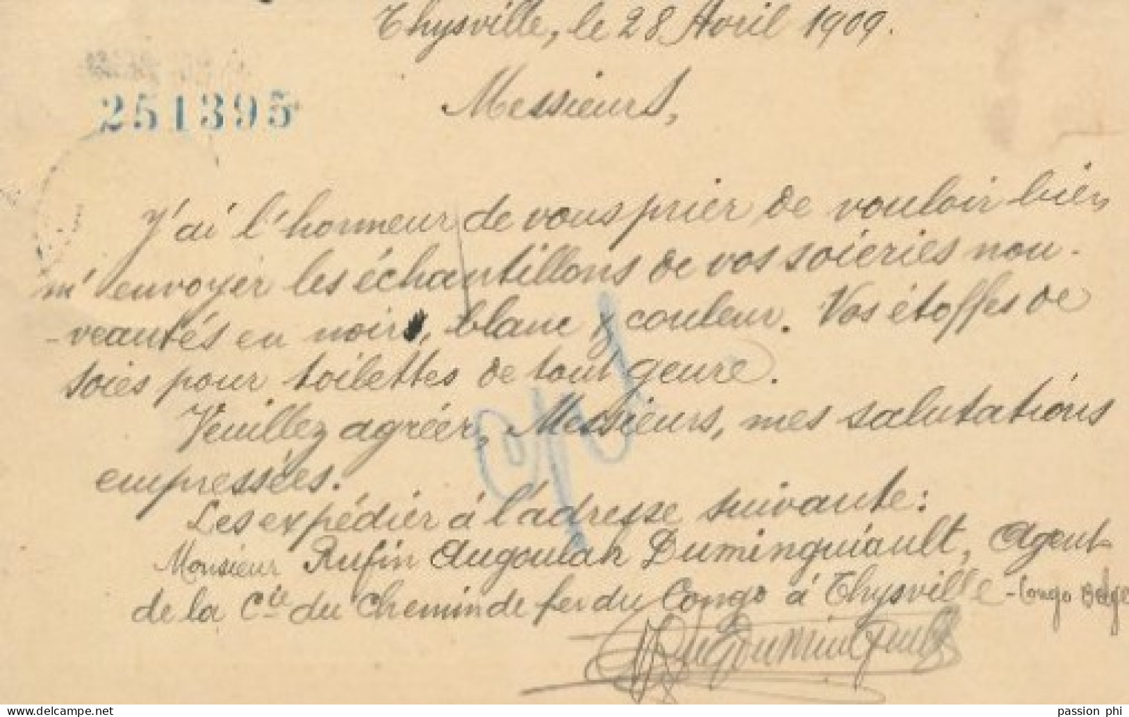 TT BELGIAN CONGO PS SBEP 21 L4 FROM MATADI 28.04.1909 TO SWITZERLAND - Stamped Stationery