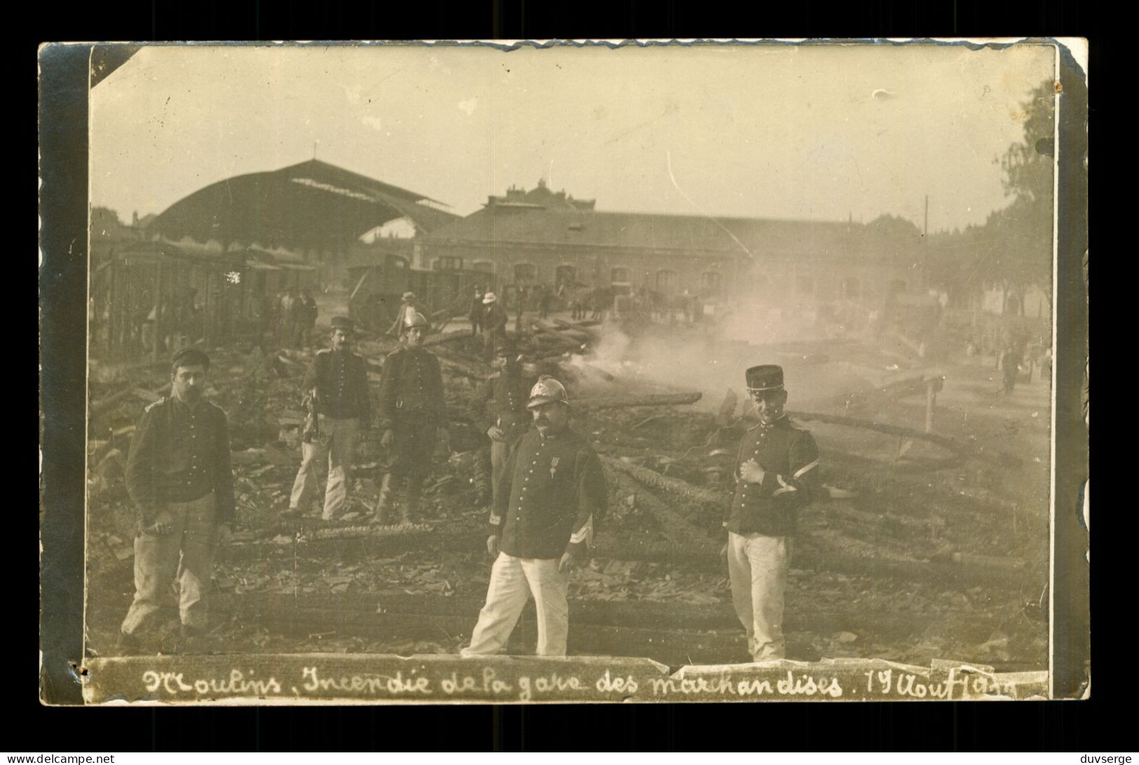 Pompiers 03 Allier Moulins Incendie De La Gare Des Marchandises 19 Aout 1909 Carte Photo ( Format 9cm X 14cm ) - Pompieri