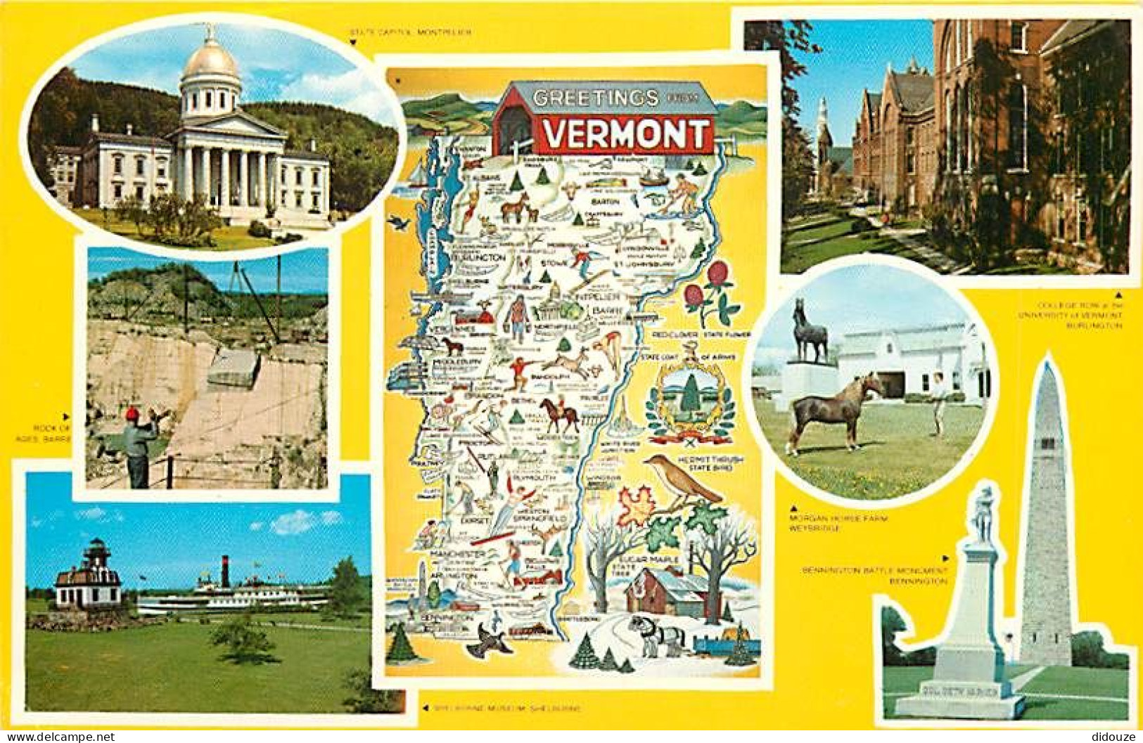 Etats Unis - Etat Du Vermont - Multivues - Carte Géographique - Etat Du Vermont - Vermont State - CPSM Format CPA - Cart - Autres & Non Classés