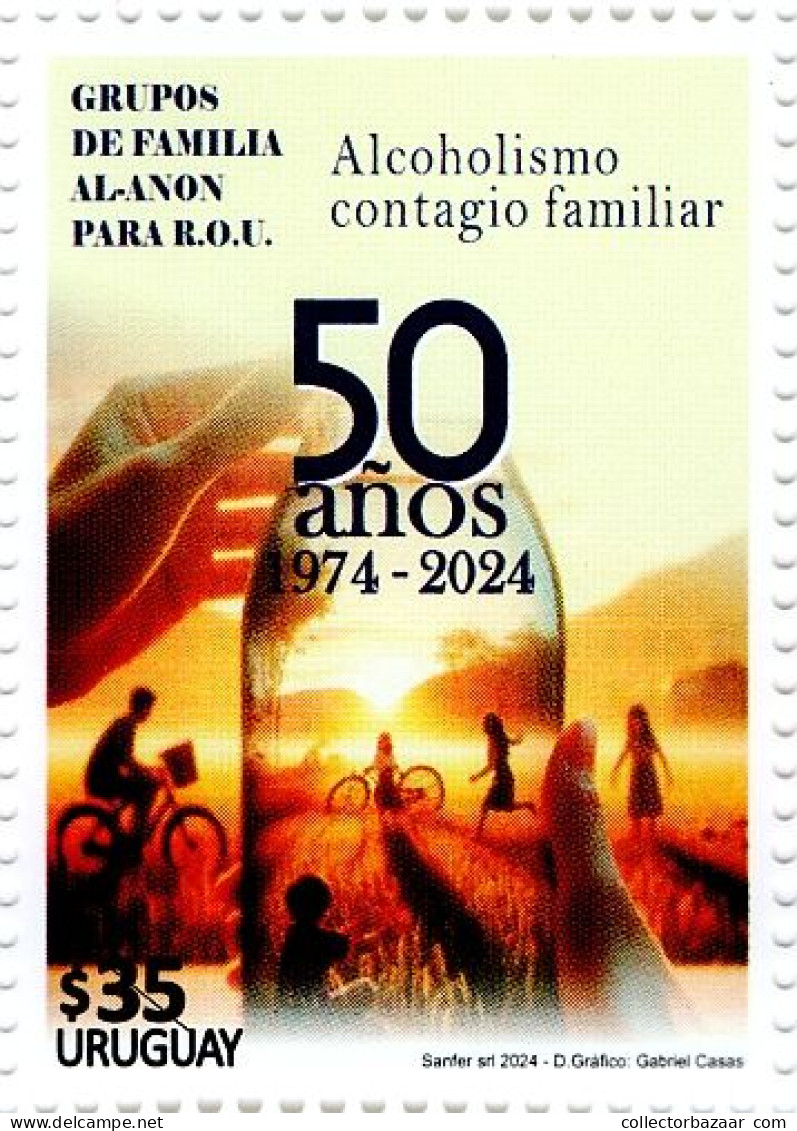 Alcoholism Drinks Family Bike Bicicle MNH Stamp - Vinos Y Alcoholes