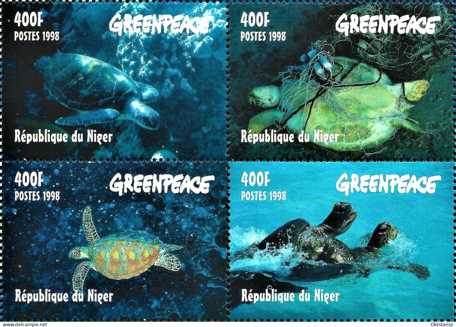 Niger 1998 Marine Life Turtles Amphibians Tropical Сorals Undersea World Sea Ocean Greenpeace MNH Luxe Stamps Full Set - Turtles