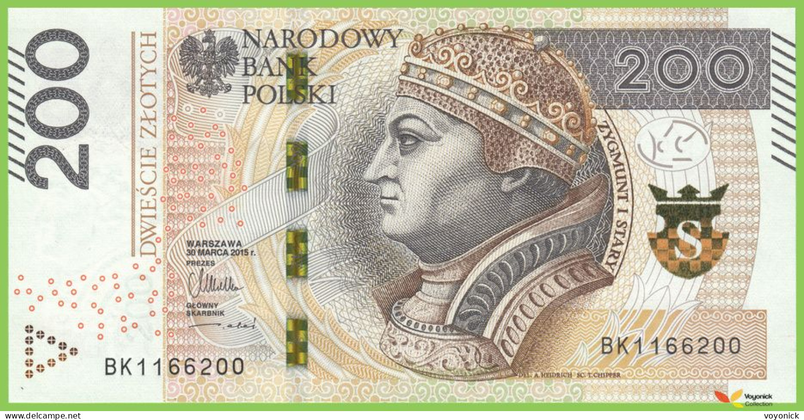 Voyo POLOGNE POLAND 200 Zlotych 2015(2016) P189a B863a BK UNC - Pologne