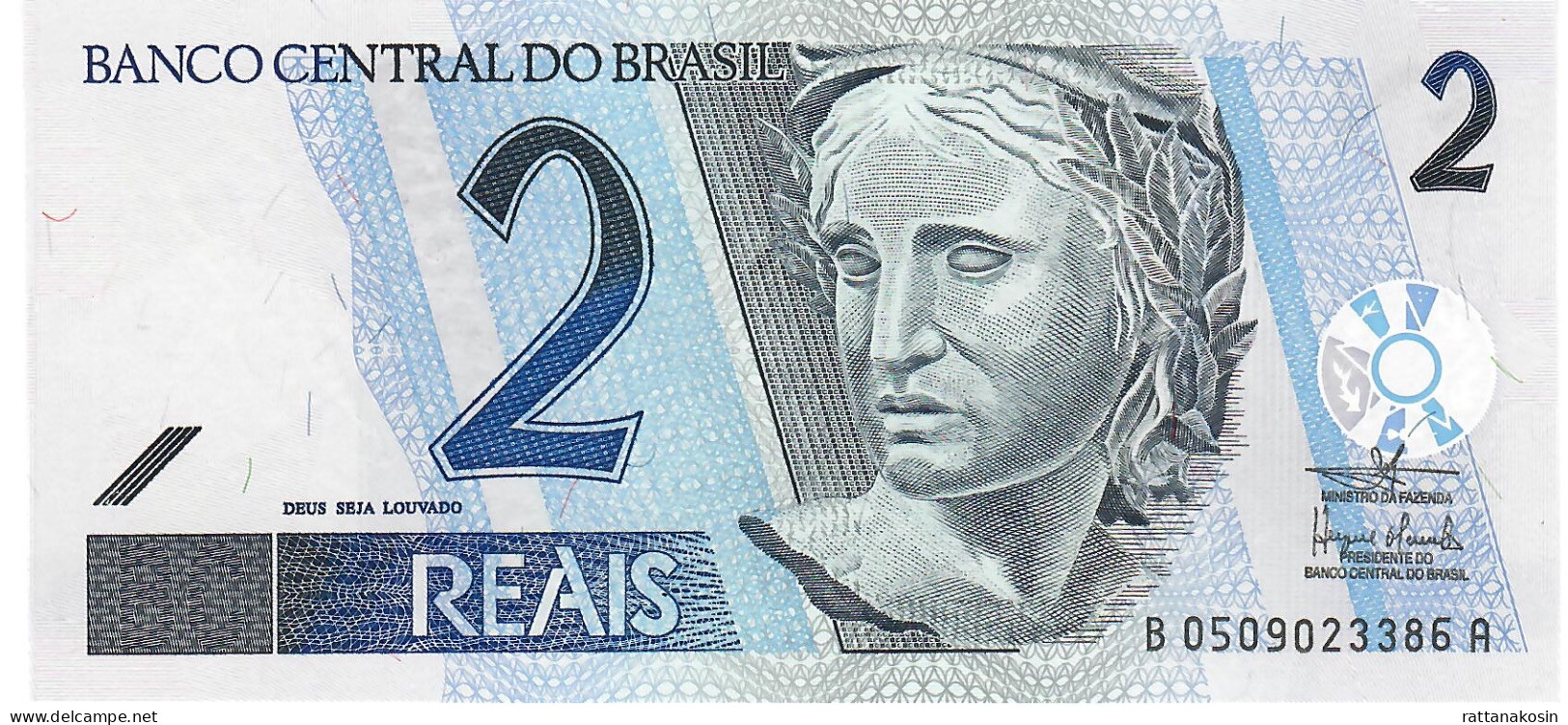 BRAZIL P249d 2 REAIS 2001  #B/A Signature 28a  UNC. - Brazilië
