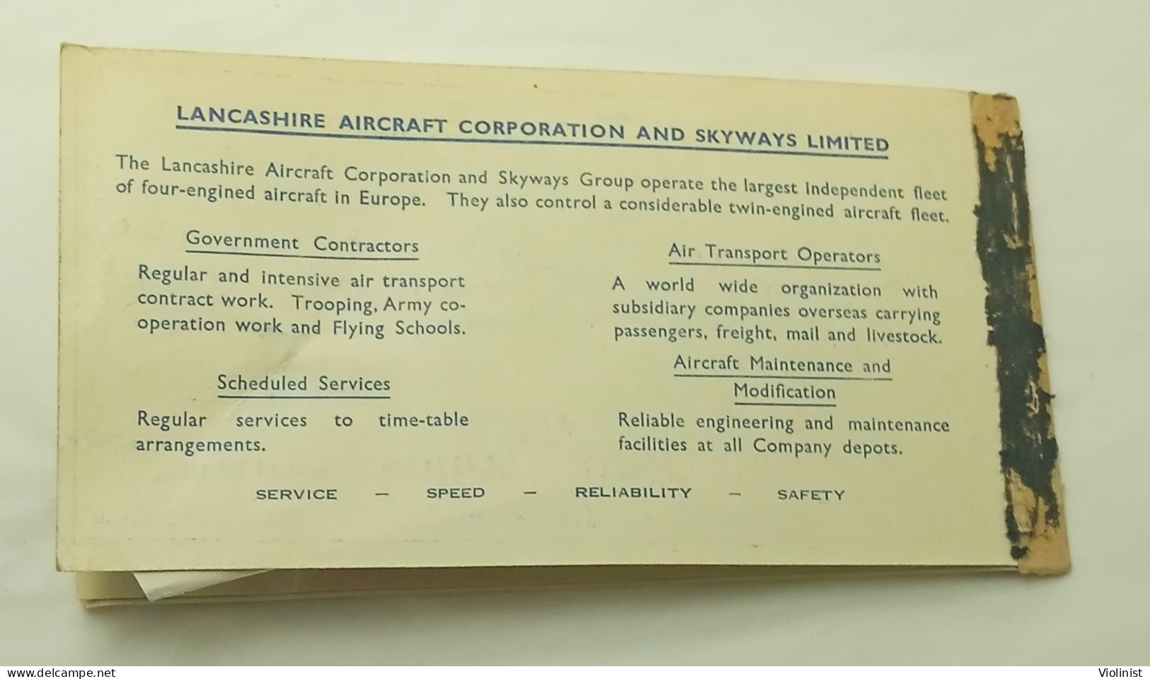 Lancashire Aircraft Corporation-Passenger Ticket and baggage check-1955.