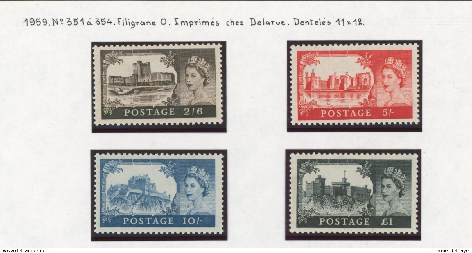 Grande Bretagne - Yv N°351/54* Neuf Avec Charnières (MH) Filigrane O - Unused Stamps