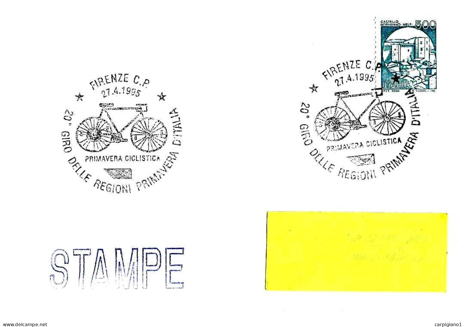 ITALIA ITALY - 1995 FIRENZE 20° Giro Delle Regioni Ciclismo (bicicletta) Su Busta Viaggiata - 9029 - 1991-00: Poststempel