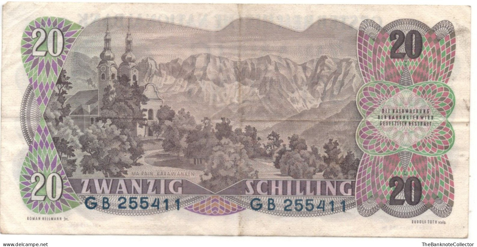 AUSTRIA 20 Shillings 1956 P-136 Very Fine - Austria