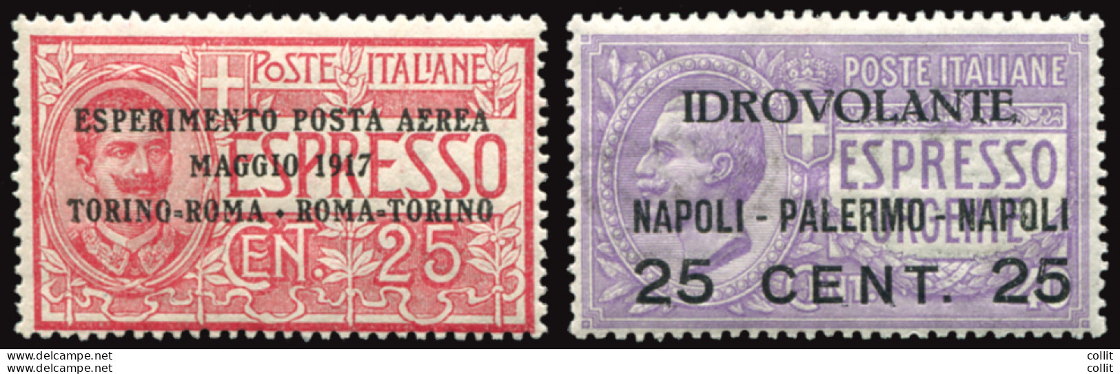 Posta Aerea N. 1/2 "Torino - Roma" E "Napoli - Palermo" Due Valori - Mint/hinged