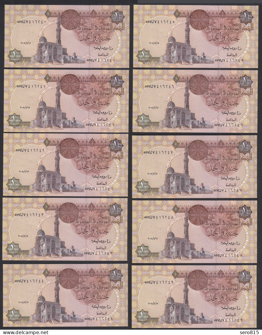 Ägypten - Egypt 10 Stück á 1 Pound Banknote 2008 Pick 50n UNC    (89297 - Autres - Afrique