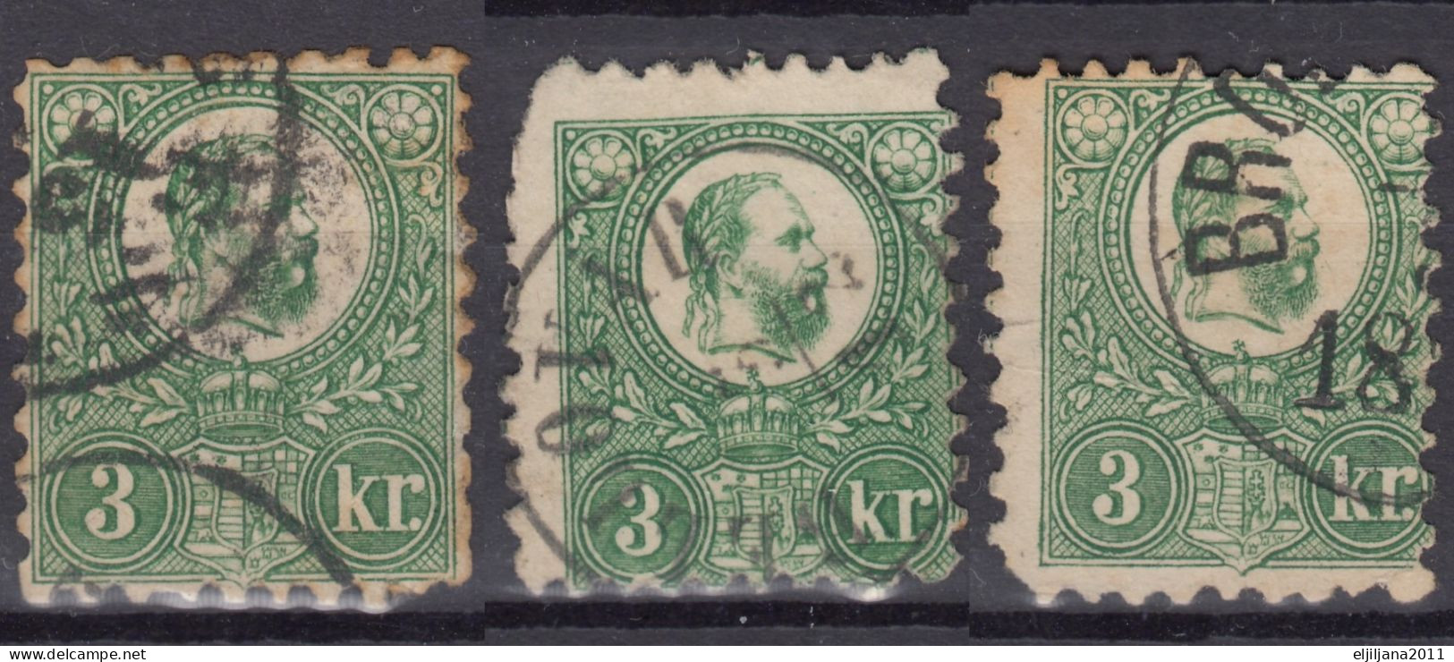⁕ Hungary 1871 ⁕ Franz Josef 3 Kr. ⁕ 3v used / canceled (unchecked) see scan