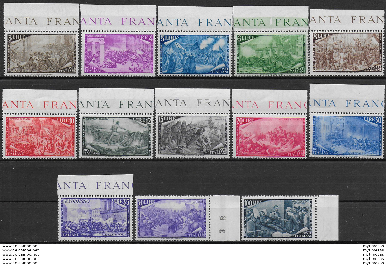 1948 Italia Risorgimento 13v. Bf MNH Sassone N. 580/91+E - Otros & Sin Clasificación